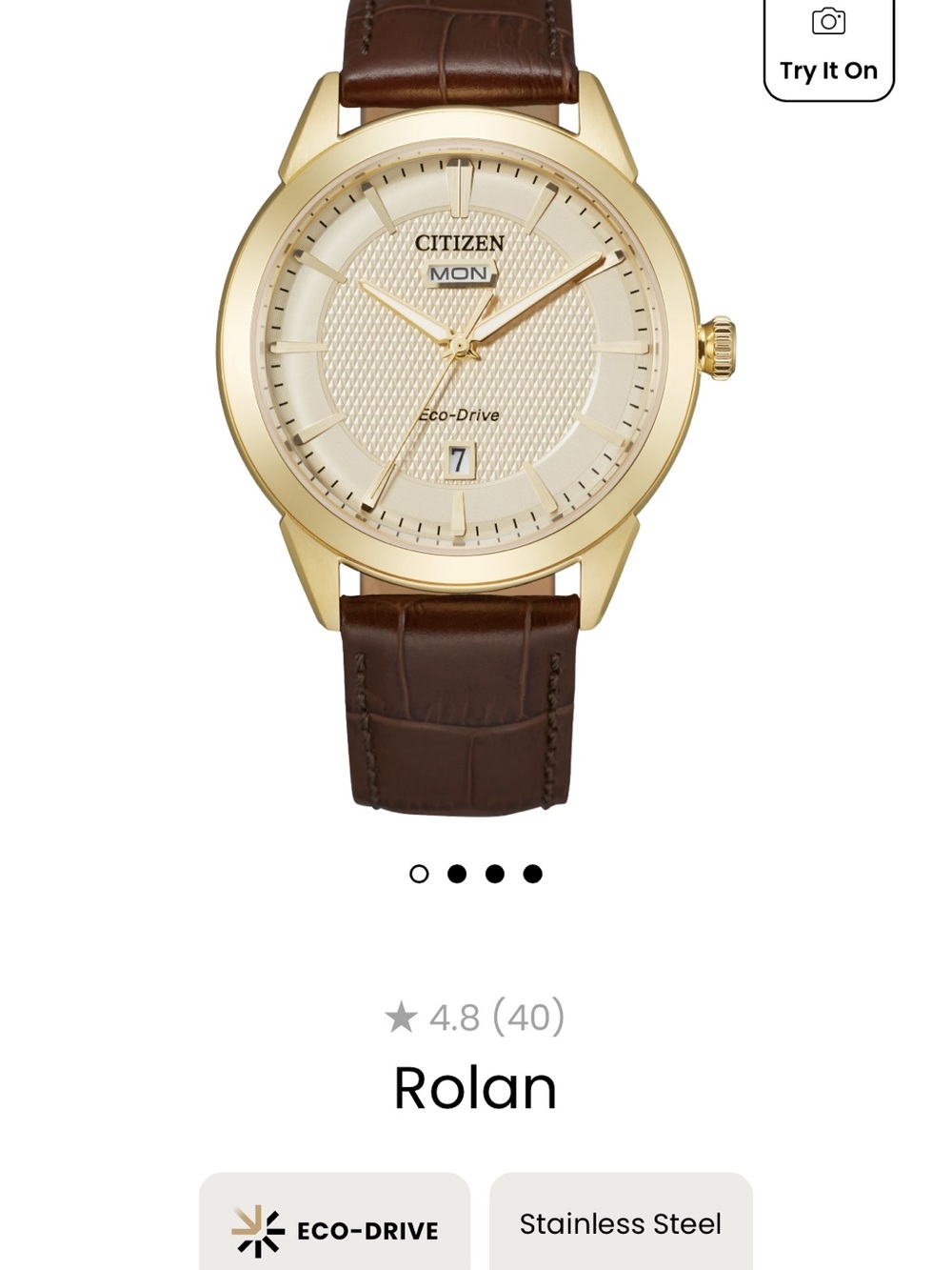 Citizen Gold-Tone Watch with Brown Leather Strap